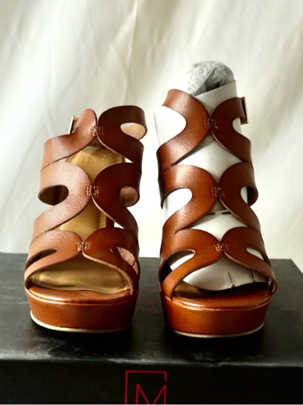 Material Girl Copper Brown Cutout Platform Heels